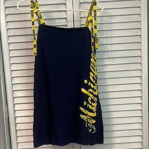 MICHI Strapless Dress - Navy and Yellow